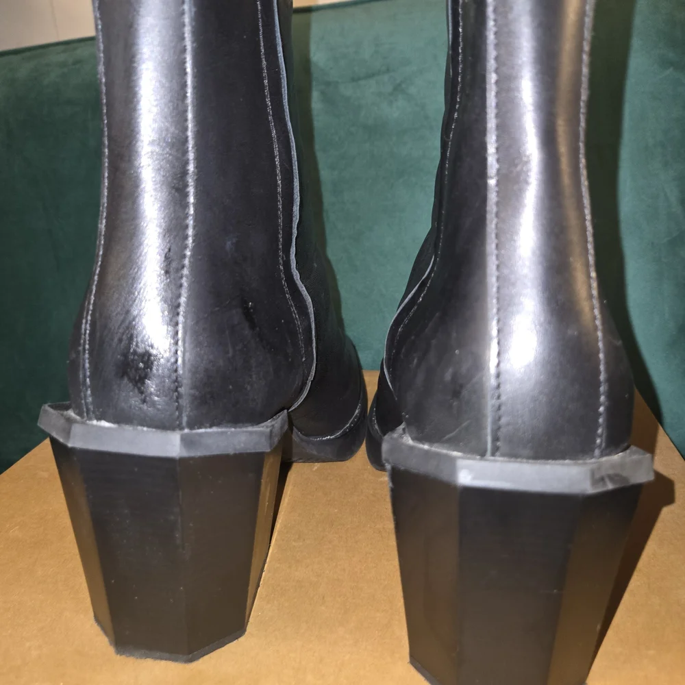 ASOS MENS All Black Leather Mid-Calf Boots Sleek Design - Picture 8 of 13